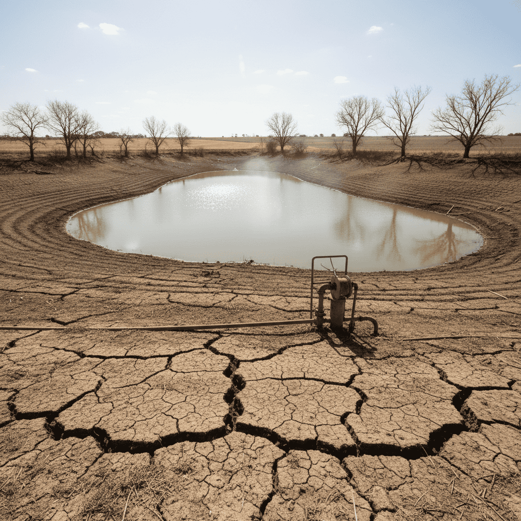 Evaporation process in arid environments affecting water levels and soil moisture.